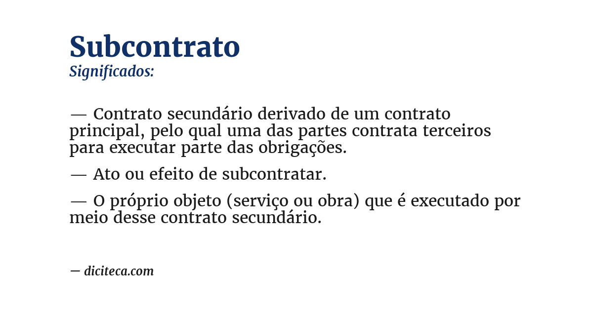 Significado de subcontrato