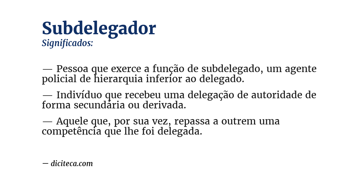 Significado de subdelegador