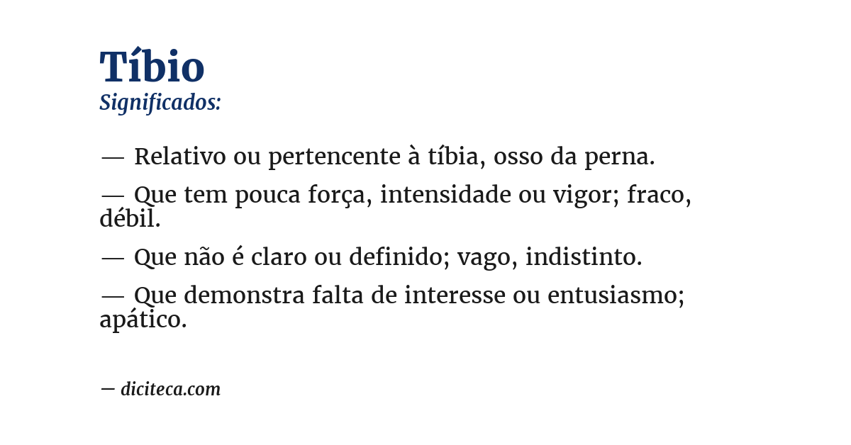 Significado de tíbio