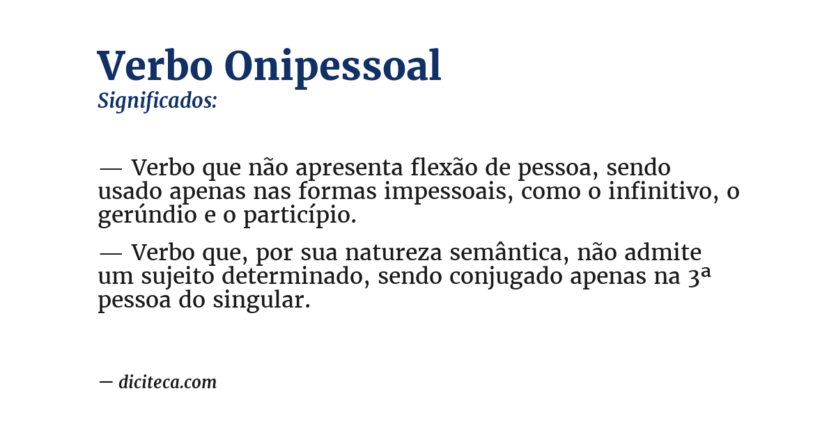 Significado de verbo onipessoal