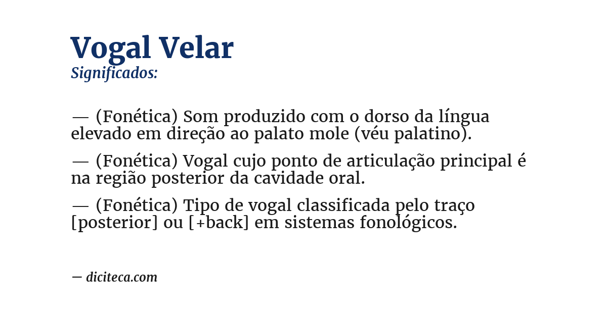 Significado de vogal velar