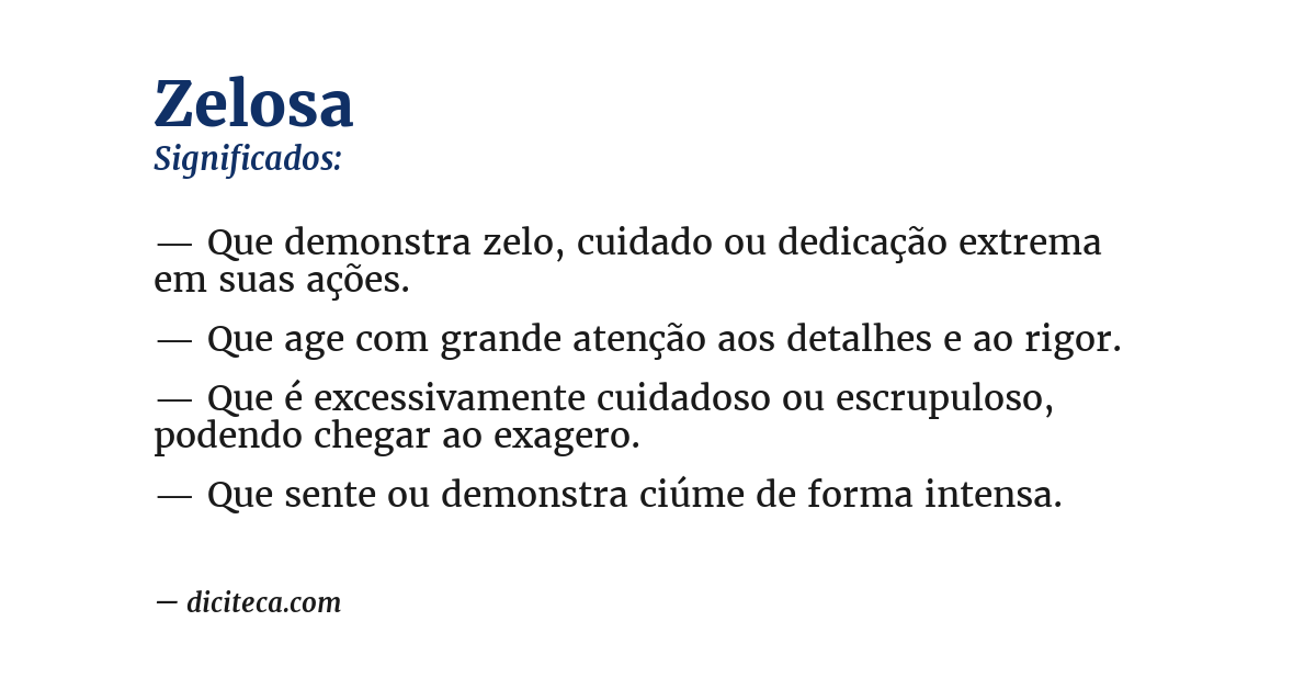 Significado de zelosa