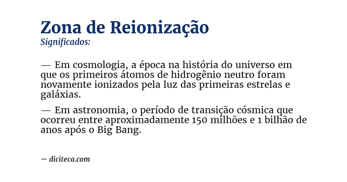 Significado de zona de reionização