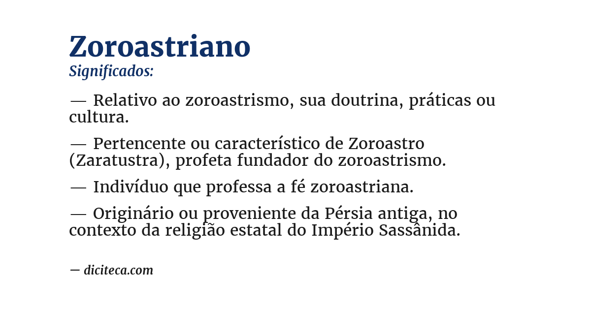Significado de zoroastriano