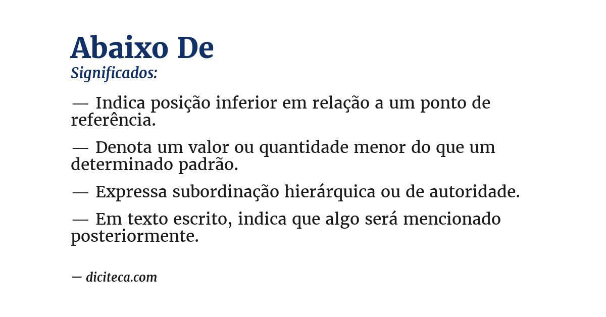 Significado de abaixo de