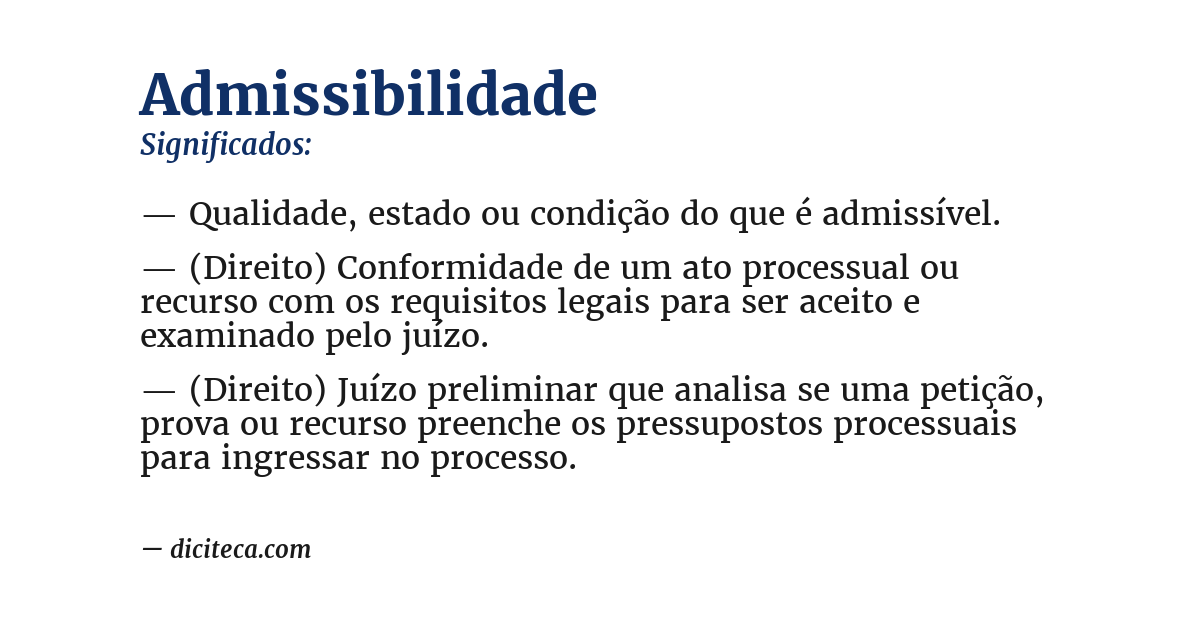 Significado de admissibilidade