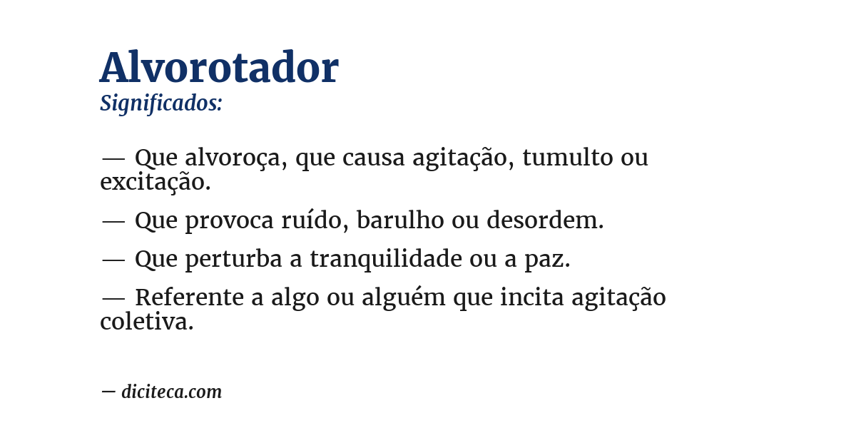 Significado de alvorotador