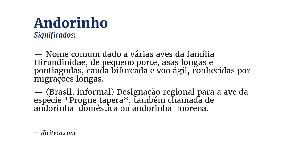 Significado de andorinho