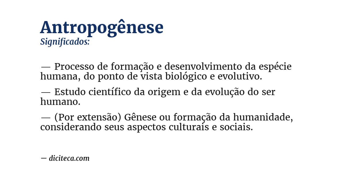 Significado de antropogênese