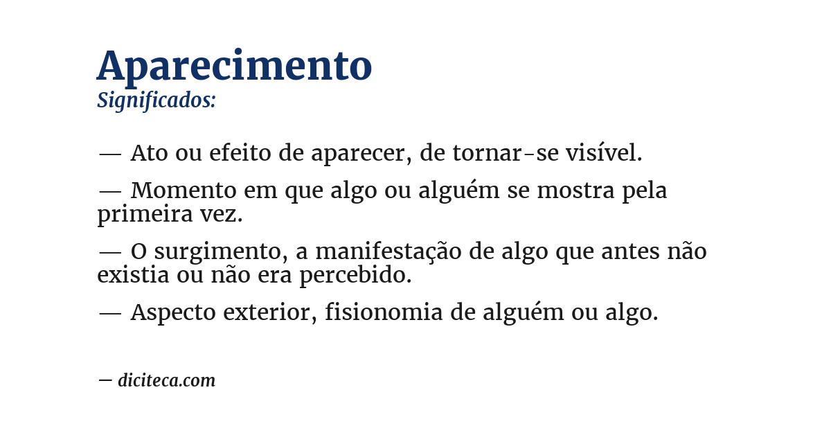 Significado de aparecimento