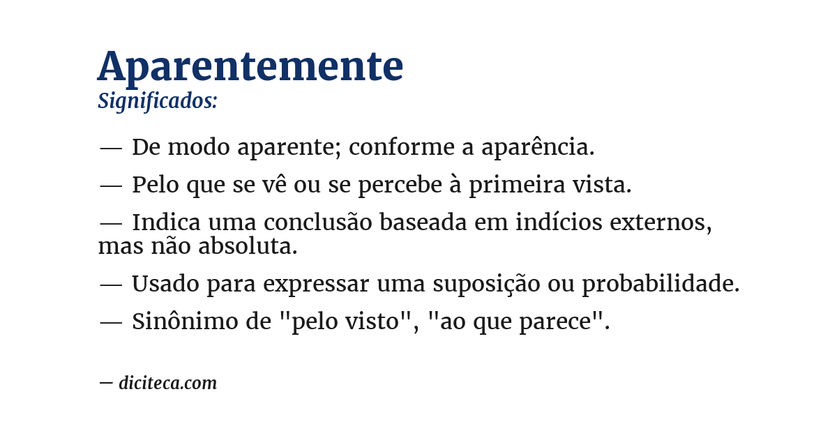 Significado de aparentemente