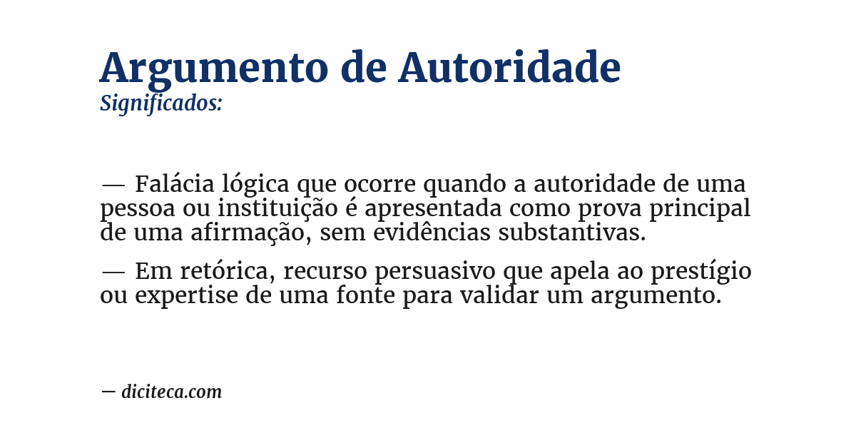 Significado de argumento de autoridade