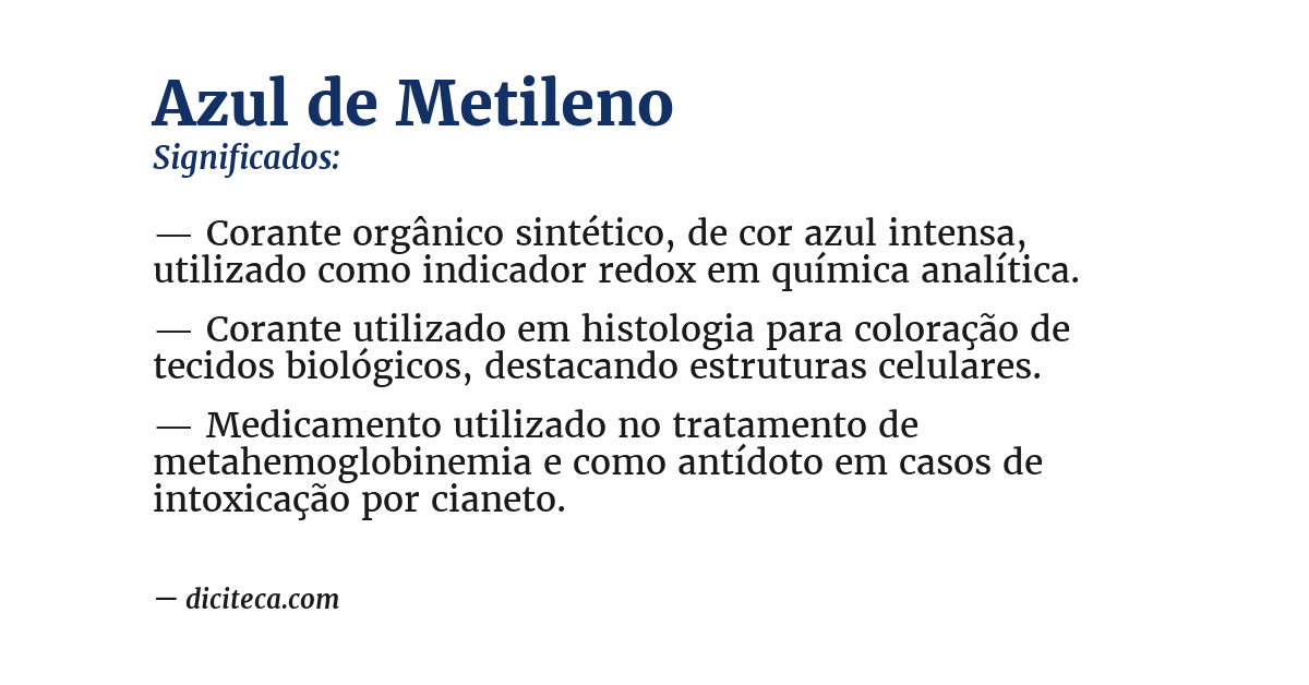 Significado de azul de metileno