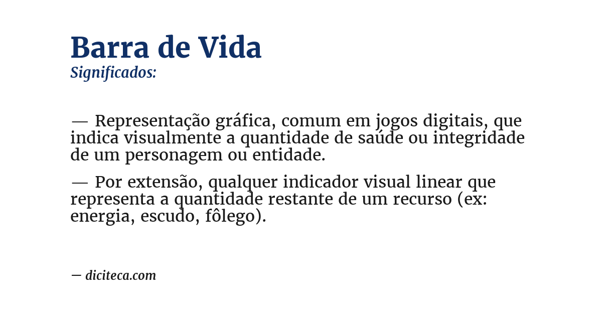 Significado de barra de vida