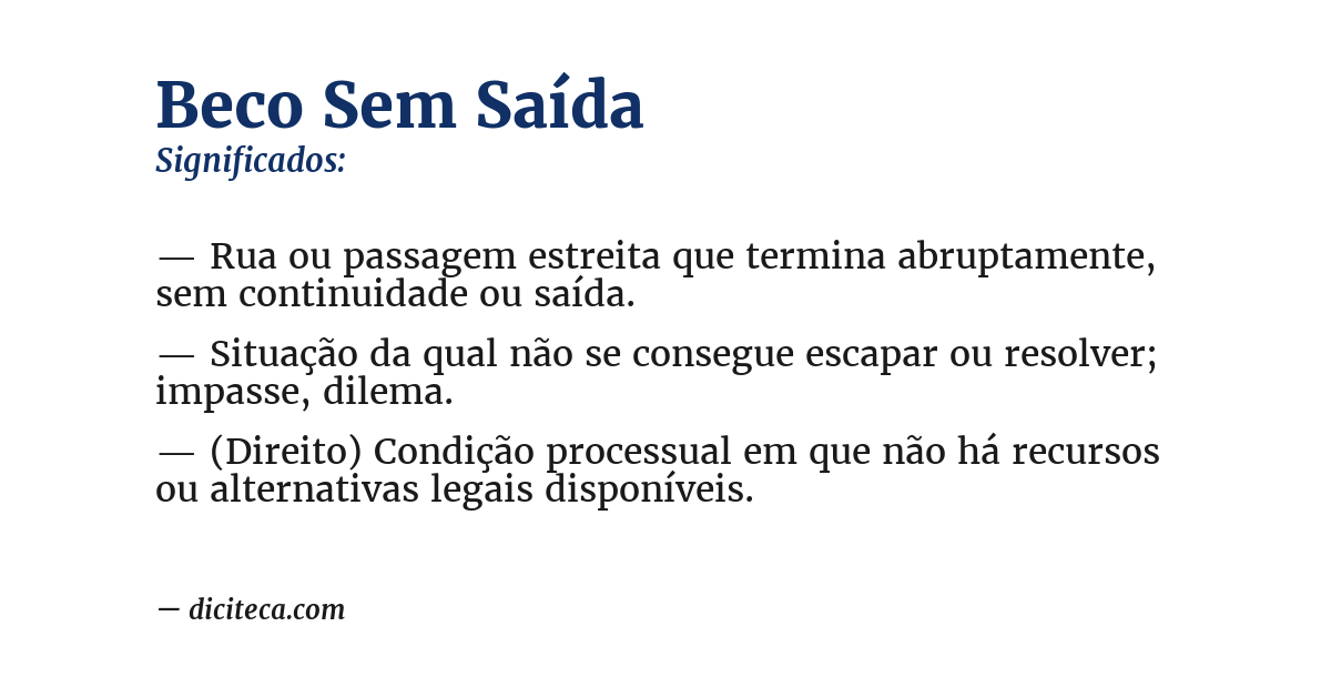 Significado de beco sem saída