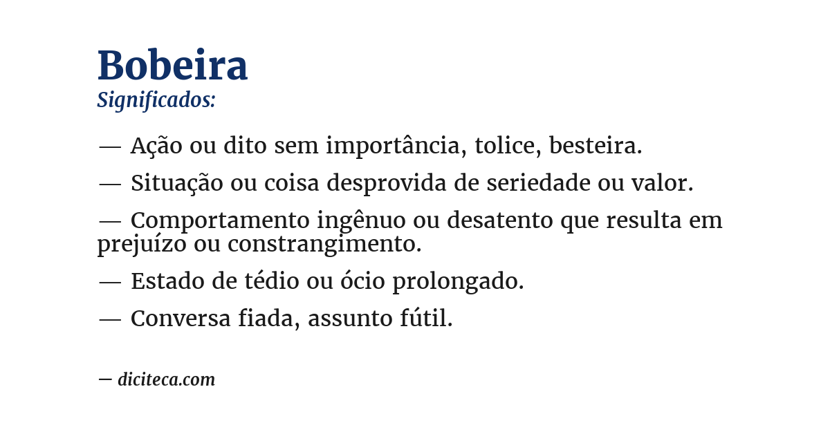 Significado de bobeira