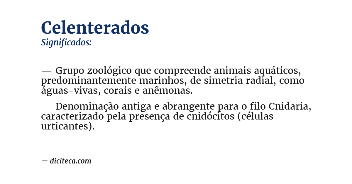 Significado de celenterados