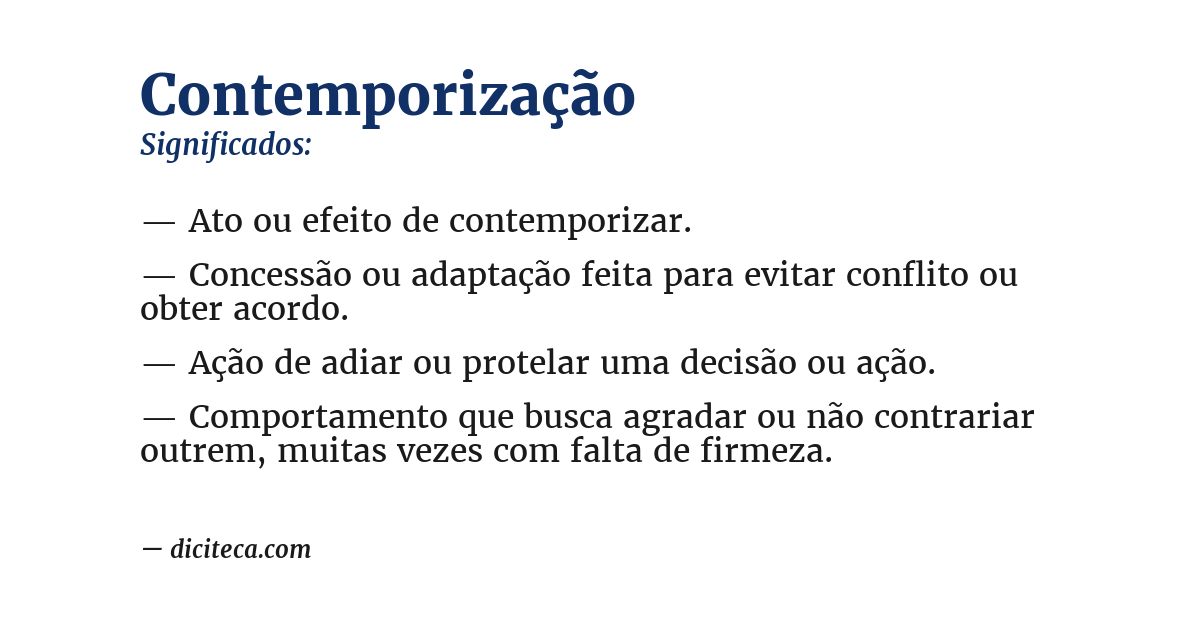 Significado de contemporização