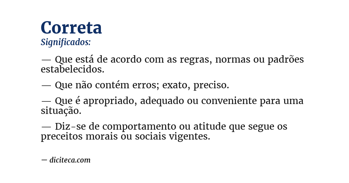 Significado de correta