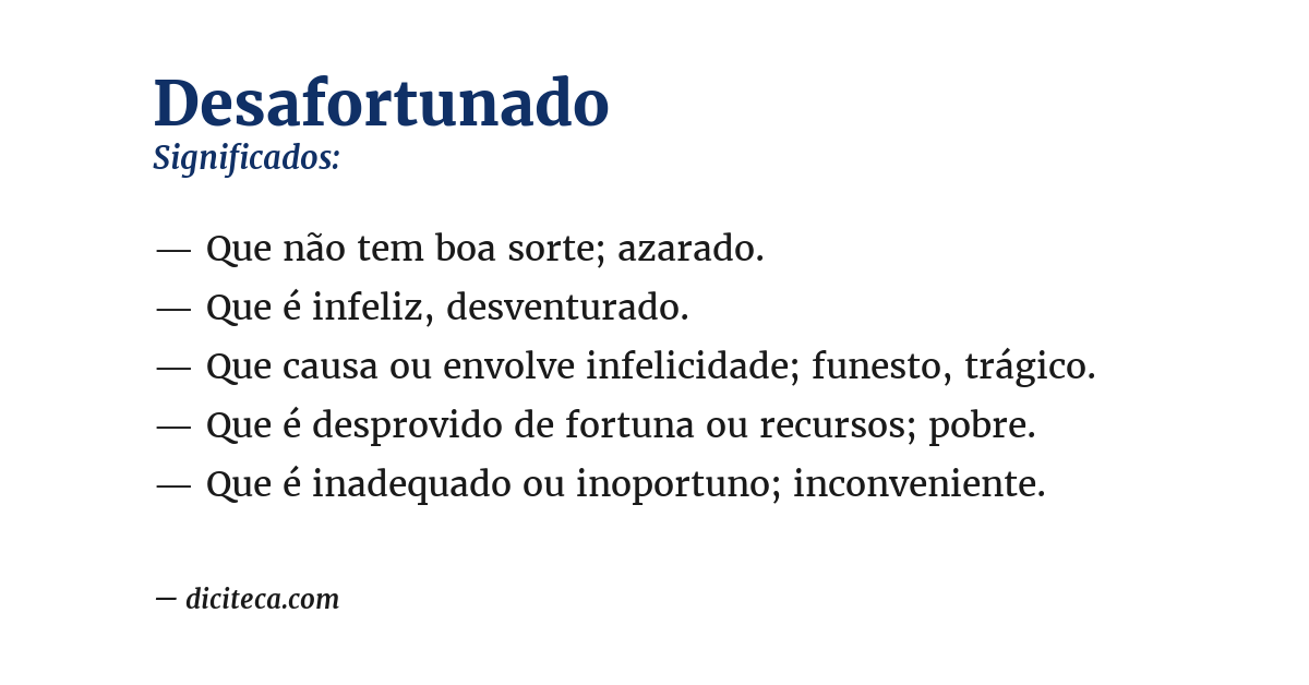 Significado de desafortunado