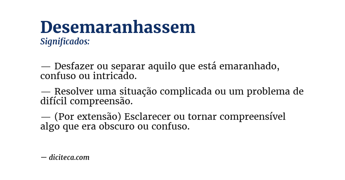 Significado de desemaranhassem