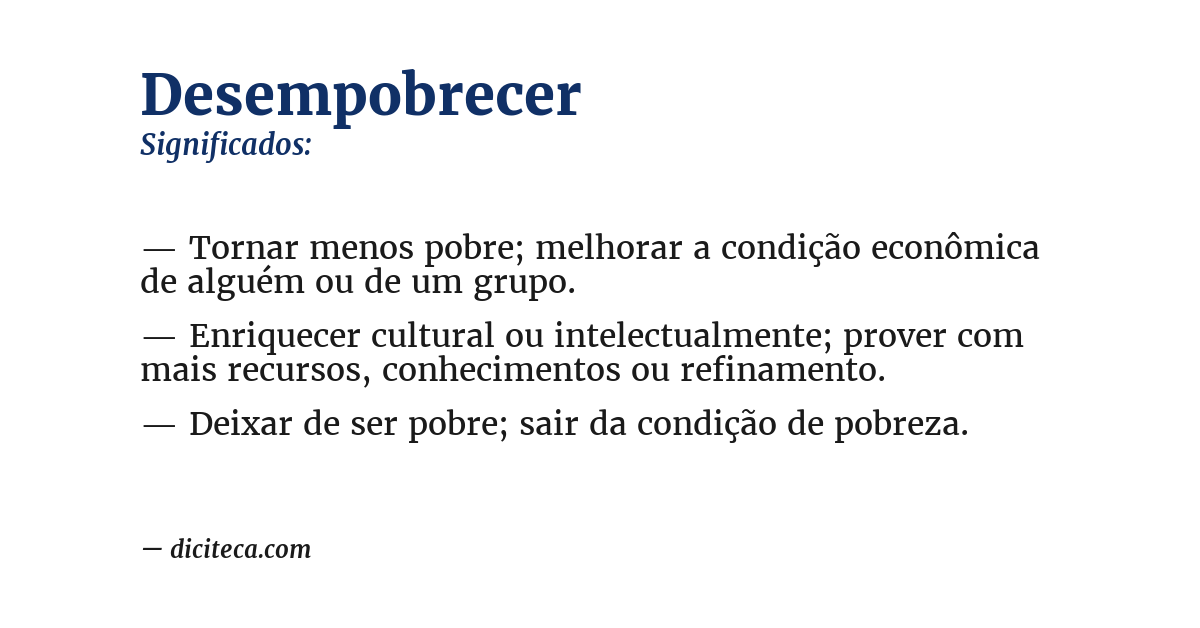 Significado de desempobrecer