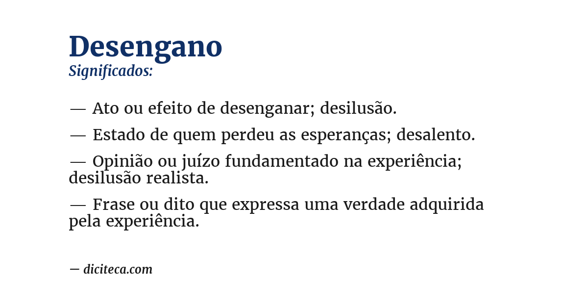 Significado de desengano