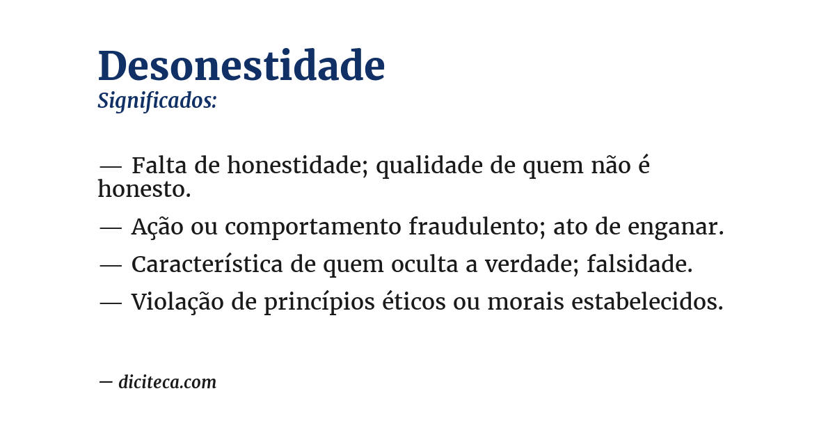 Significado de desonestidade