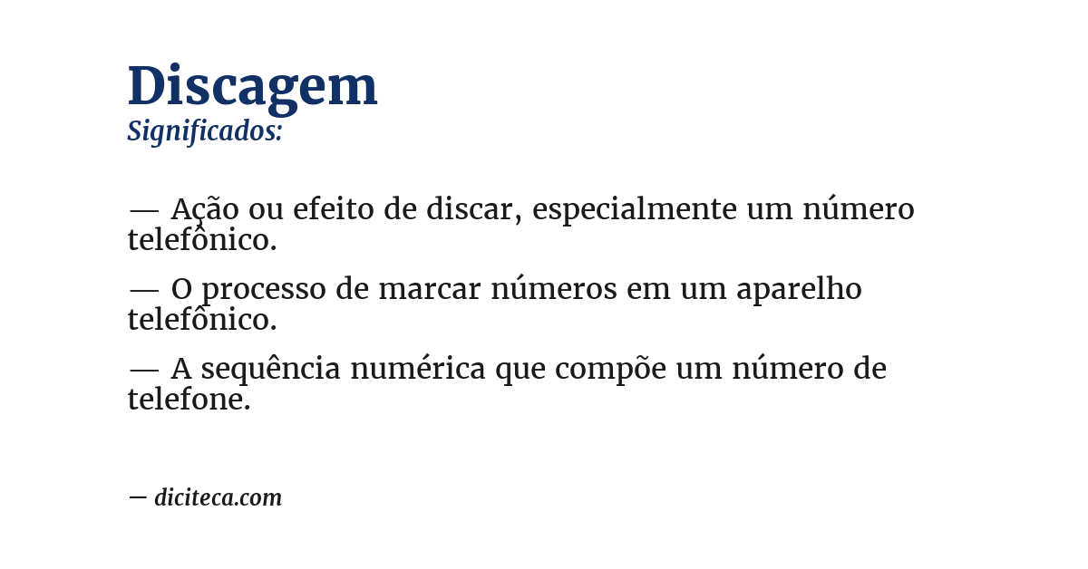 Significado de discagem