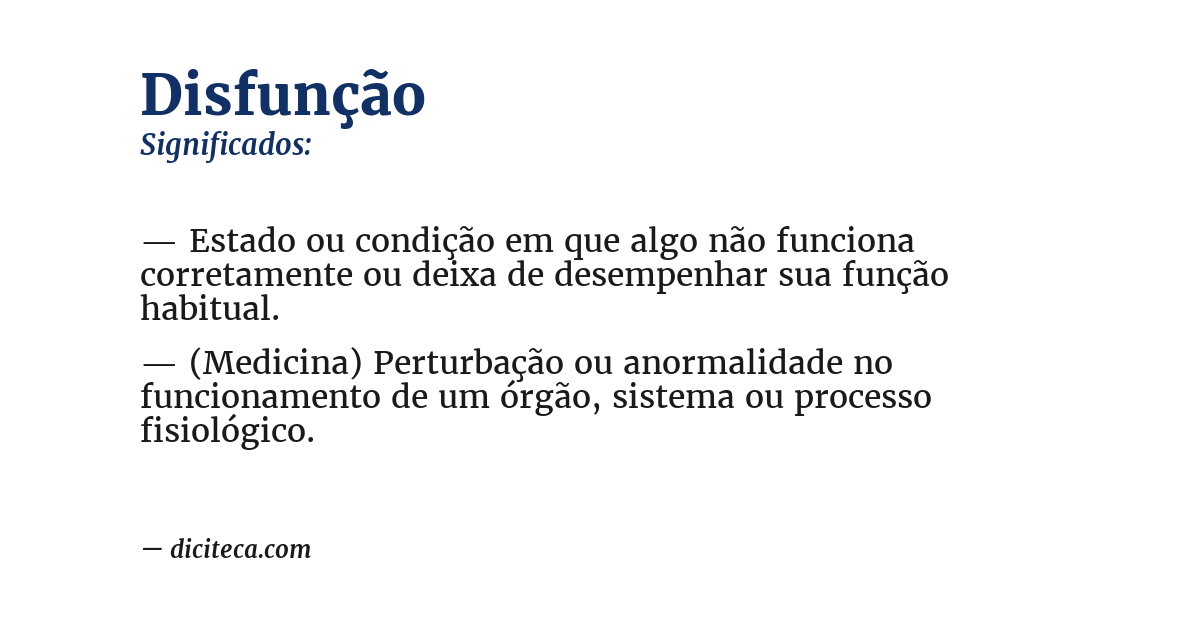 Significado de disfunção