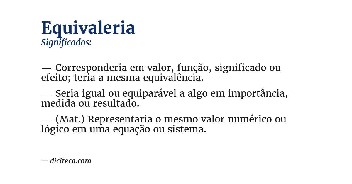 Significado de equivaleria
