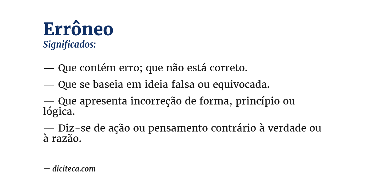 Significado de errôneo