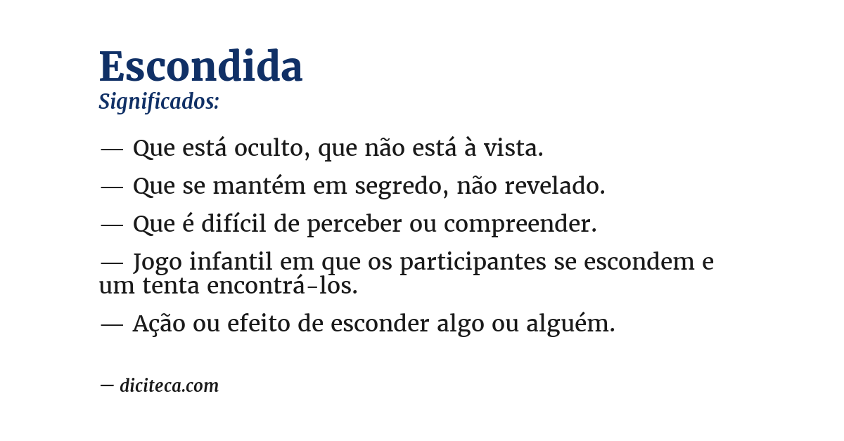 Significado de escondida