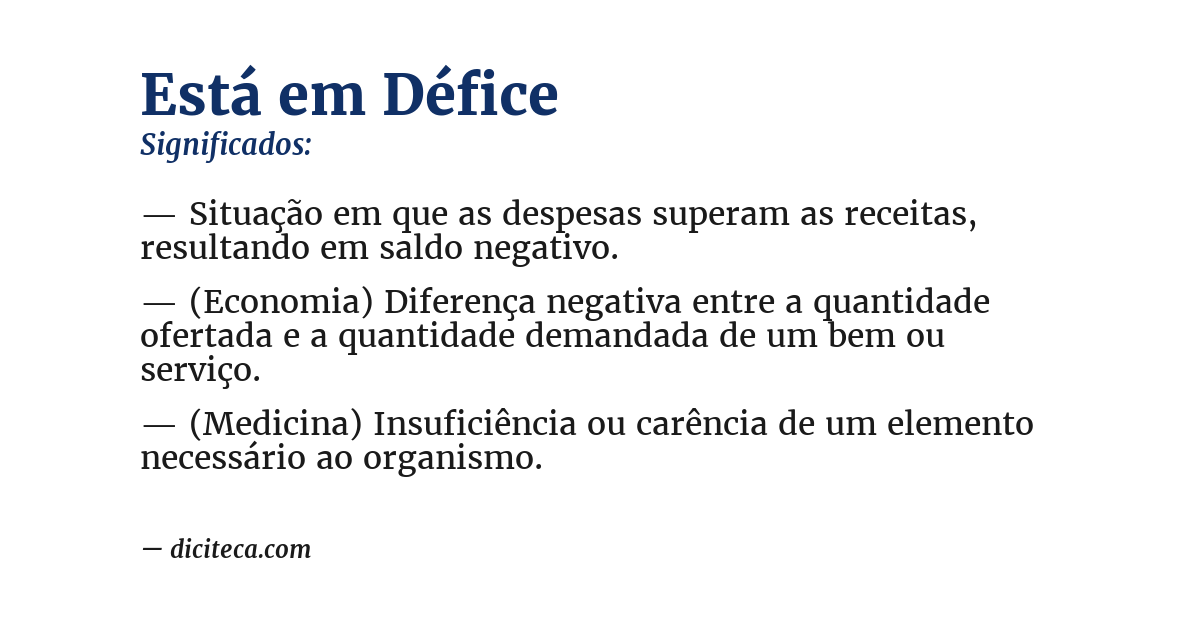 Significado de está em défice