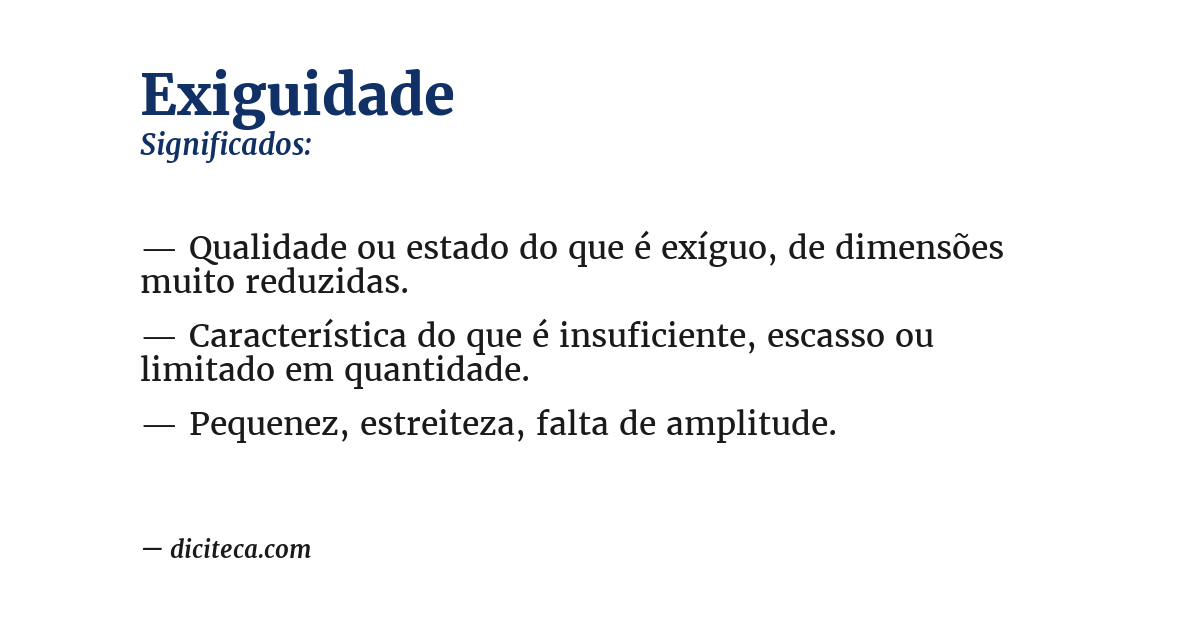 Significado de exiguidade