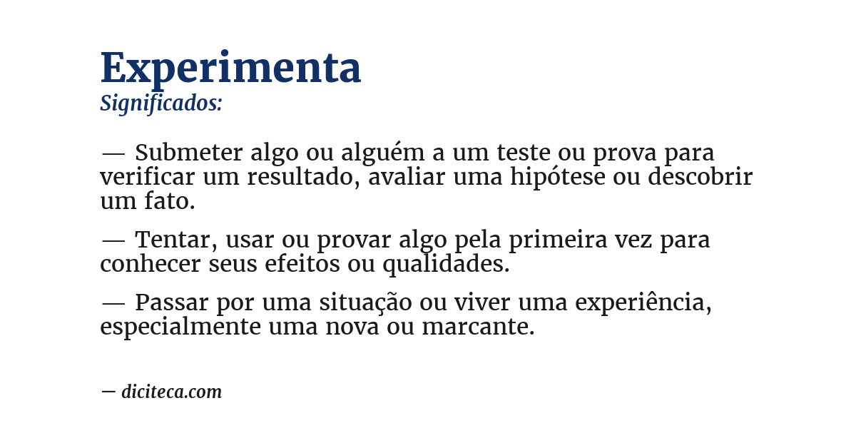 Significado de experimenta