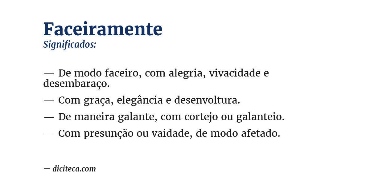 Significado de faceiramente