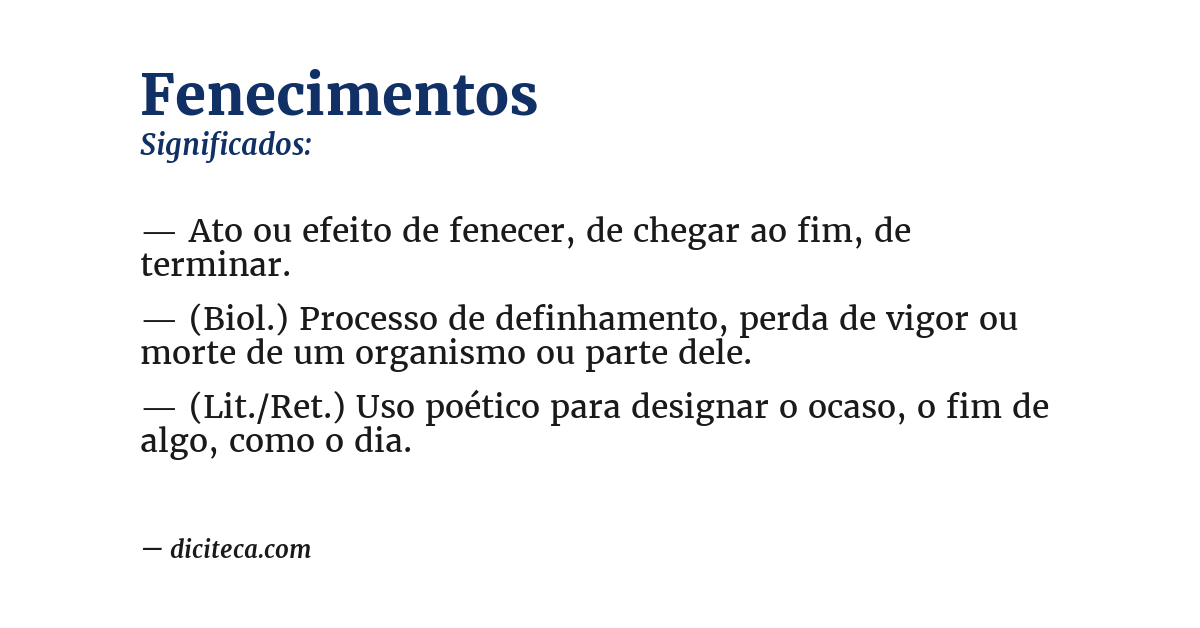 Significado de fenecimentos