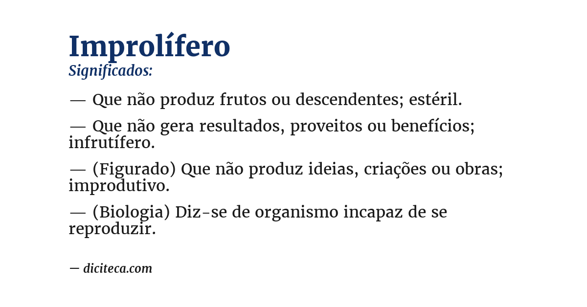 Significado de improlífero