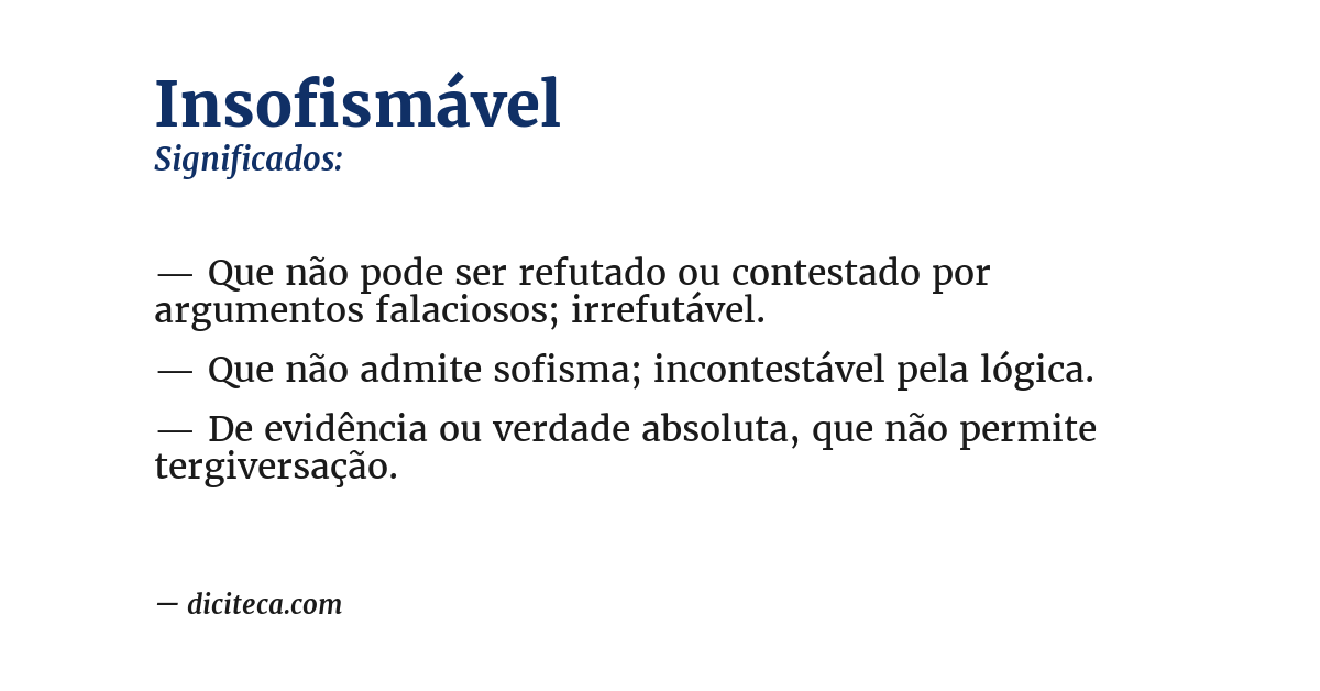 Significado de insofismável