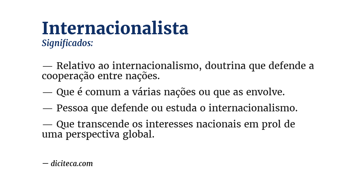 Significado de internacionalista
