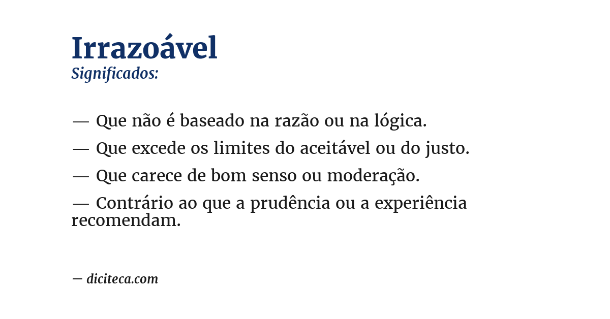 Significado de irrazoável