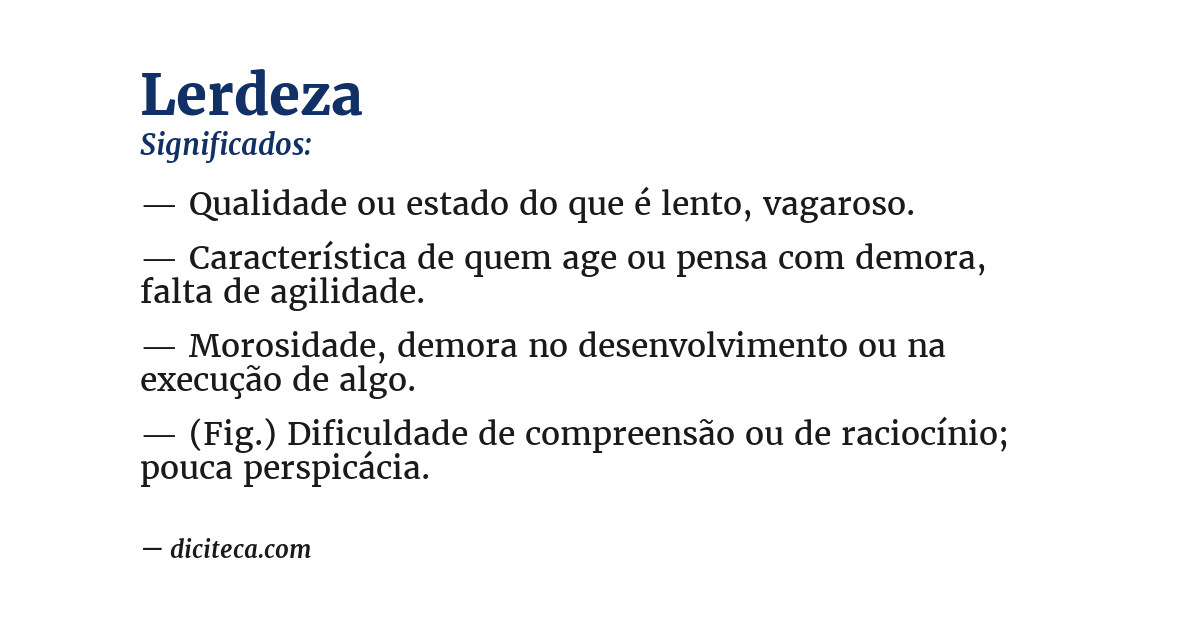 Significado de lerdeza