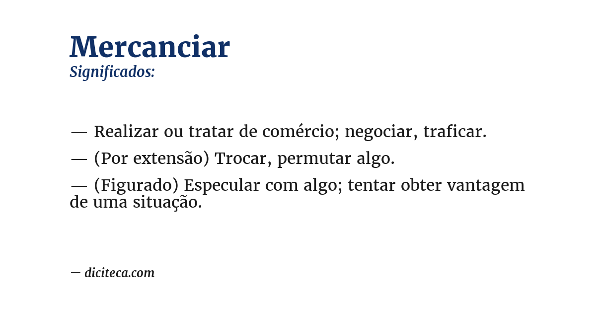Significado de mercanciar