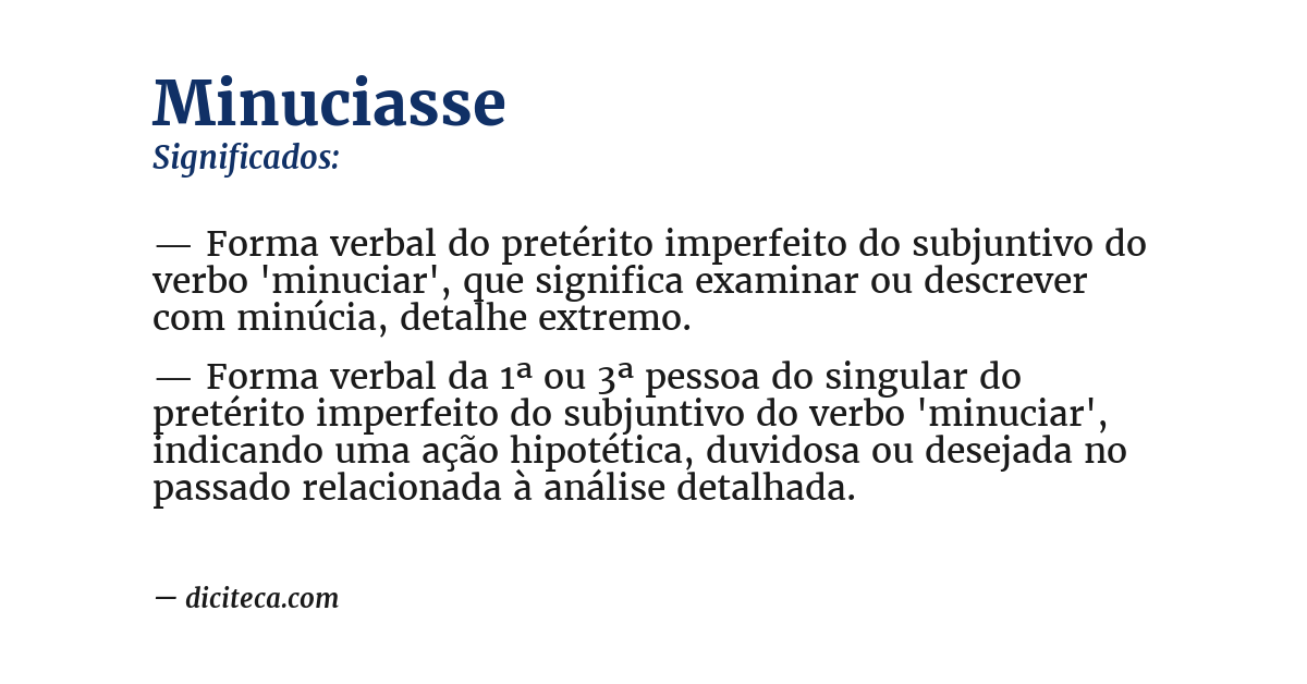 Significado de minuciasse