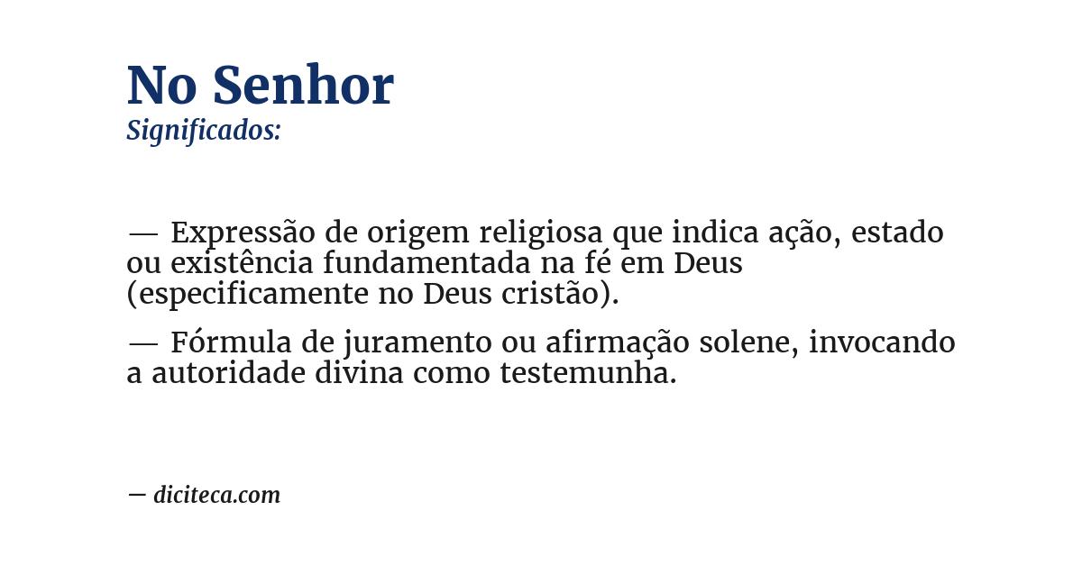 Significado de no senhor