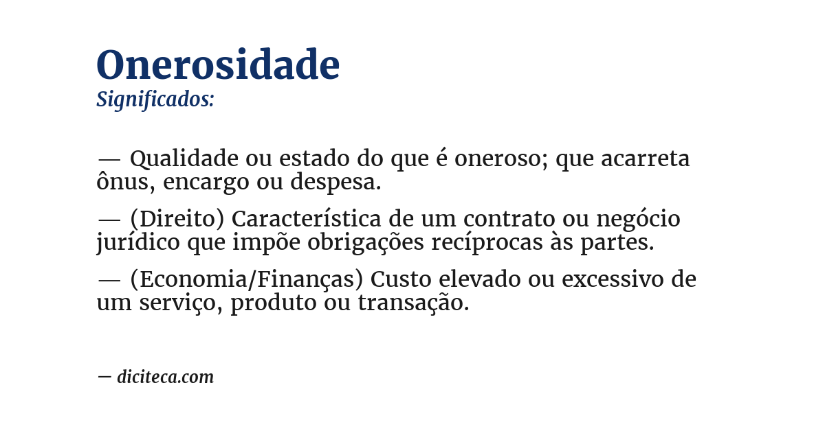 Significado de onerosidade