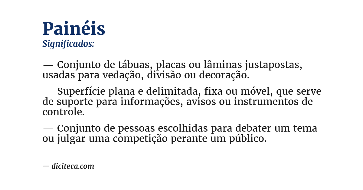 Significado de painéis