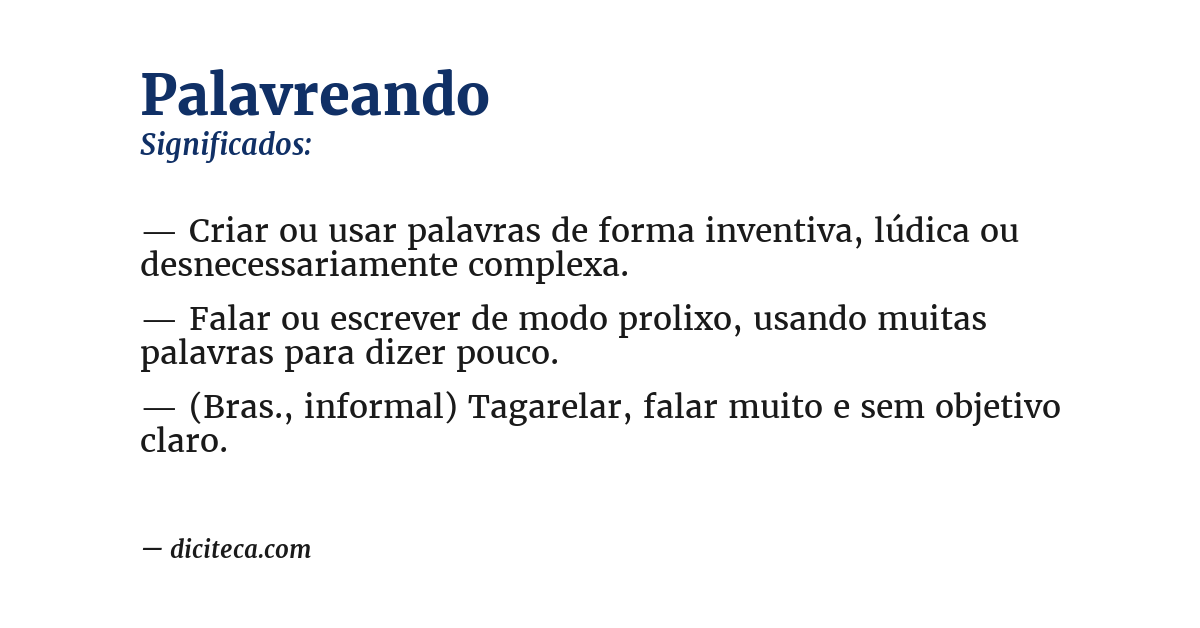 Significado de palavreando