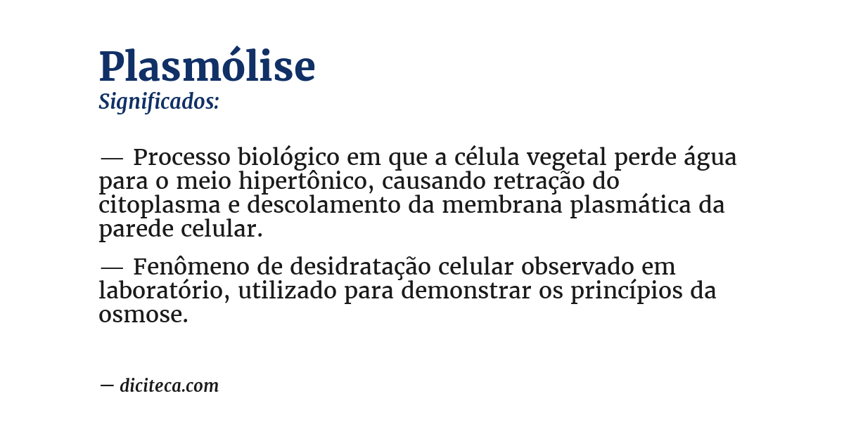 Significado de plasmólise